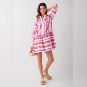 THML New With Tags Pink and White Embroidered Mini Dress in Size XS